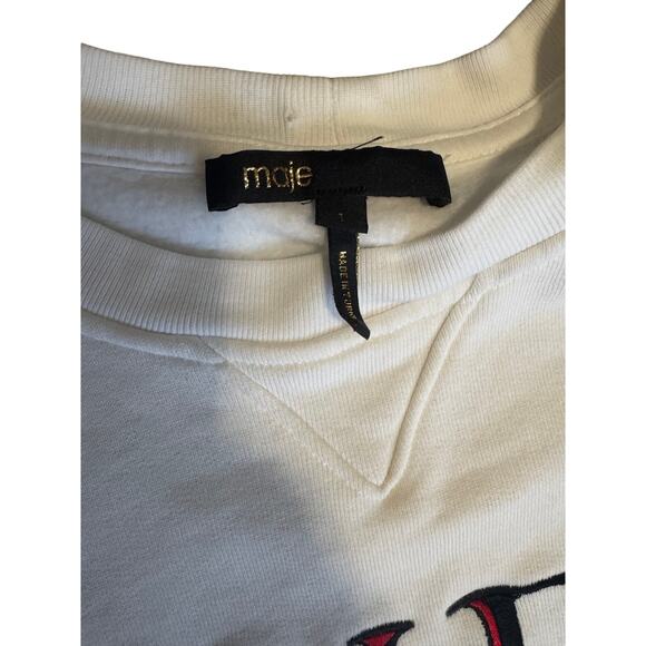 MAJE Embroidered GYPS Sweatshirt/Jumper White Size 1 (Small) - Picture 4 of 7